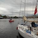 The parade from the marina begins.